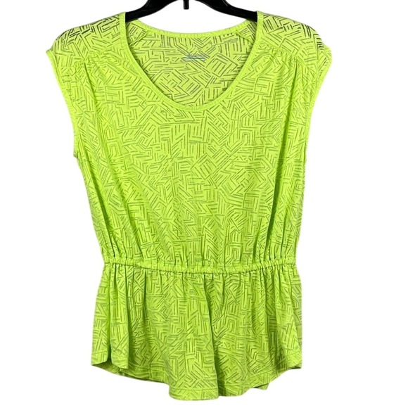 Columbia Sleeveless Sheer Top Womens Size‎ Medium Neon Yellow Elastic Waist - Picture 1 of 8